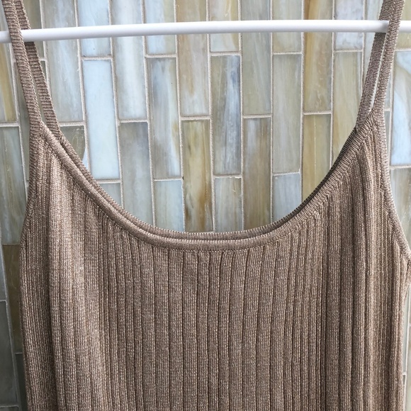 Express Gold Metallic Ribbed Tank Top - Picture 2 of 6